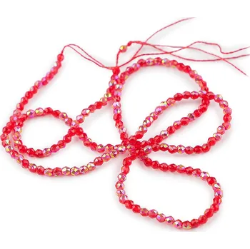 Korálek Skleněné korálky broušené ohňovky 2 mm s AB efektem, na šňůrce