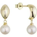 EVOLUTION GROUP CZ Pozlacené náušnice kruhy se zavěšenou říční perlou - 21128.1