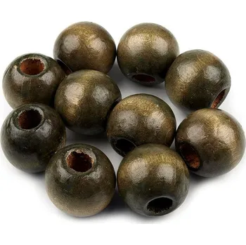 Dřevěné korálky Ø22-25 mm, velké, 2 (Ø22-25 mm) zelená khaki