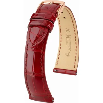 Řemínek na hodinky Kožený řemínek Hirsch London 04207120-7, červený, aligátoří kůže, Quick Release - 20 mm