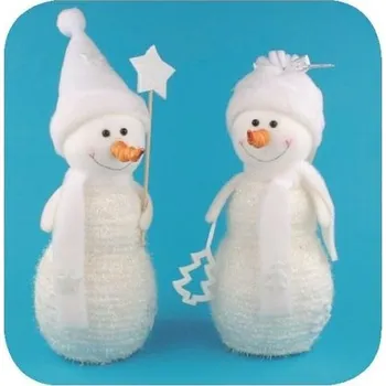 Vánoční dekorace Sněhulák bílý na postavení 23 cm