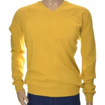 Podprsenka Pánský svetr do V s kašmírem a merino vlnou, kašmírový, velikost 2XL XXL, žlutý