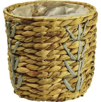 Ratanový obal na květináč Ø 25 cm x 23 cm hnědý s igelitovou výplní