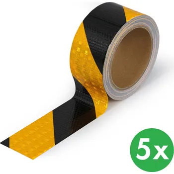 Výstražná páska B2B Partner Reflexní výstražná páska 50 mm x 10 m, balení 5 ks, černo-žlutá