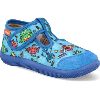 Dívčí bačkory Dětské přezůvky Milami - roboti modré Velikost: 27
