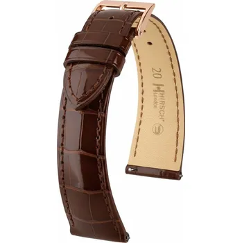 Řemínek na hodinky Kožený řemínek Hirsch London 04207110-7, hnědý, aligátoří kůže, Quick Release - 17 mm