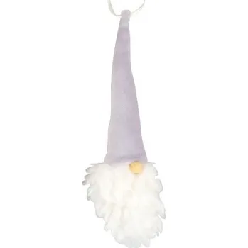 Vánoční dekorace Skřítek na zavěšení s šedou čepicí 18 cm