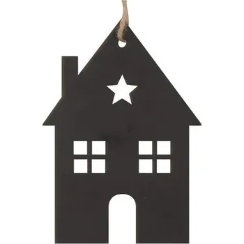 Kovový domek na zavěšení černý 8 x 12 cm