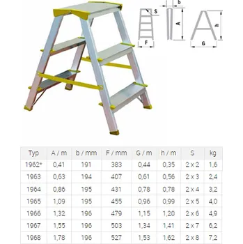 Žebřík Oboustranné hliníkové sch. EUROSTYL se zámkem typ 196x (typ 1926 / 2 x 6 příček / 1ks)