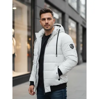 Pánský zimní kabát Dstreet Pánská bunda zimní prošívaná s kapucí TX5093 Barva: Bílá, Velikost: XL