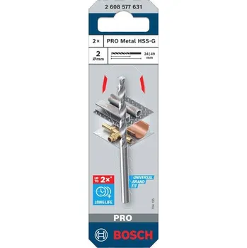 Vrták Bosch Vrták do kovu PRO Metal HSS-G, 2 × 24 × 49 mm Professional (2608577631)