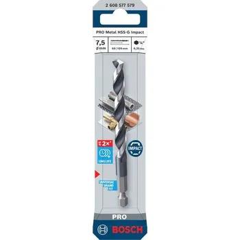 Vrták Bosch Vrták do kovu PRO Metal HSS-G Impact, 7,5 × 69 × 109 mm Professional (2608577579)