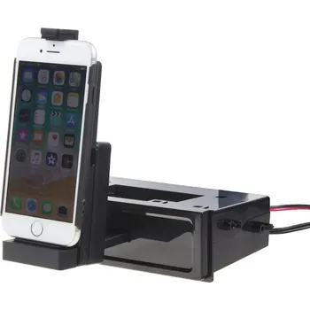 Auto elektroinstalace Univerzální plastová přihrádka do otvoru DIN s držákem na iPhone5, 5S, 5C, 6, 6S, 7, 8, X, Xs, Xr, 11, 12, 13, 11071M