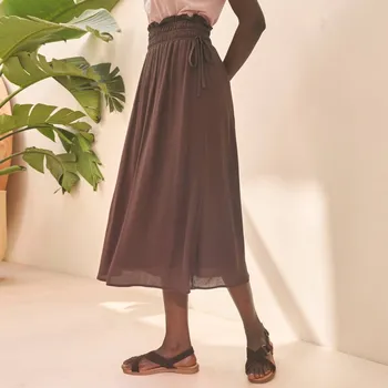 Dámská móda Dlouhá kreponová sukně čokoládová 38/40