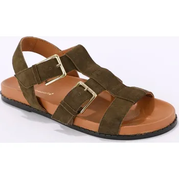 Dámská obuv Páskové sandály z kožené usně khaki 40