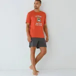 Pyžamo se šortkami a potiskem sovy oranžová/antracitová 117/126