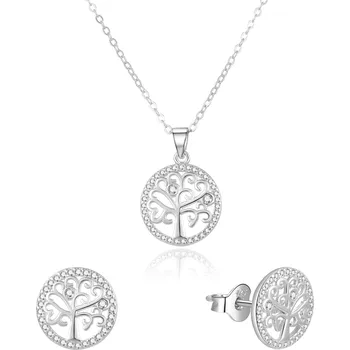 Souprava šperků Stříbrná souprava šperků strom života AGSET213R (náhrdelník, náušnice s puzetkou) Beneto
