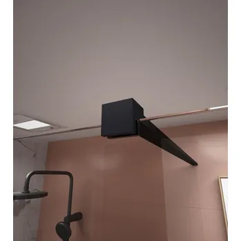 Erga Paris, stabilizační vzpěra pro sprchové zástěny o tloušťce skla 8mm, délka max. 100% 150cm, černá matná, ERG-V02-PARIS-BAR-BK