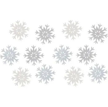 Vánoční dekorace Vločka dřevěná 4 cm, 12 ks [A]