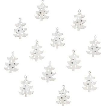 Vánoční dekorace Stromeček dřevěný s lepíkem 3,5 cm, 12 ks, přírodní