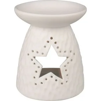 Aroma lampa Aromalampa s hvězdou porcelánová 10 x 13 cm bílá