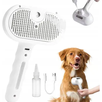 Kartáč pro zvířata ELEKTRICKÝ PAŘNÍ KARTÁČ NA ČESÁNÍ SRSTI PSA KOČKY SAMOČISTÍCÍ