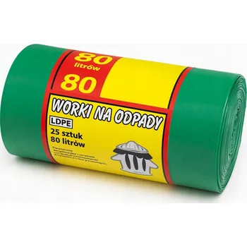 Pytle na odpadky PYTLE NA ODPAD UNIVERZÁLNÍ ZELENÉ 80L x 25 KUSŮ 60 cm x 80 cm