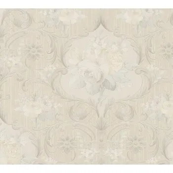 Tapeta Béžová vinylová tapeta klasická Ornamenty Květiny 10 m x 70 cm