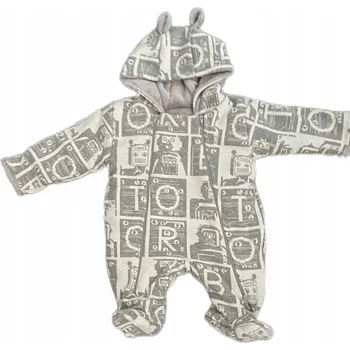 Kojenecká kombinéza Zateplená kombinéza na 2 zipy ŠEDÉ ROBOTY velikost 56 OD