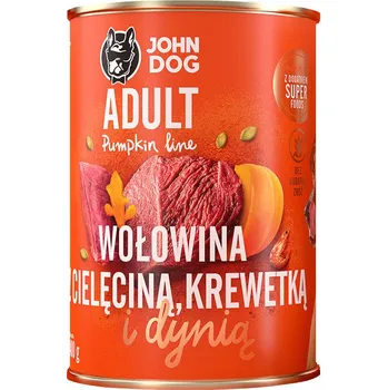 Krmivo pro psa JOHN DOG PUMPKIN vlhké krmivo pro psy HOVĚZÍ, TELECÍ, KREVETY A DÝNĚ 400g