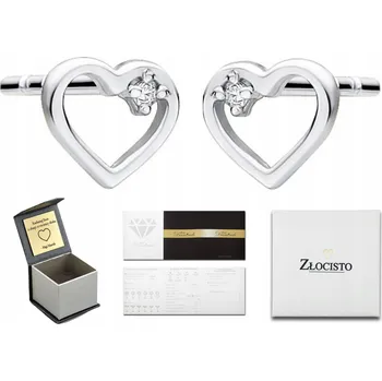 Náušnice Złocisto a stříbrné Náušnice s diamanty ve tvaru srdce