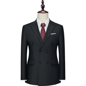 Best Fashion Pánské dvouřadé sako pro business příležitosti Barva: Černá, Velikost: XXS
