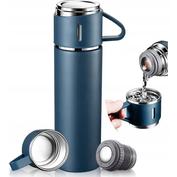 Termoska TERMOHRNEK OCELOVÝ VAKUOVÝ TERMOSKA UDRŽUJE TEPLO DLOUHO 15 H MODRÝ 0,5 L