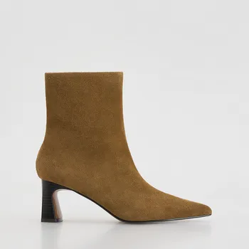 Dámská obuv Reserved - Semišové kotníkové boty na podpatku - béžová - 564ID-80X - 564ID-80X-39