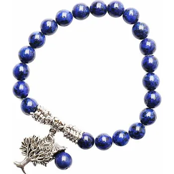 Náramek Lapis lazuli náramek extra korálkový se stromem života obvod cca 16 až 23 cm
