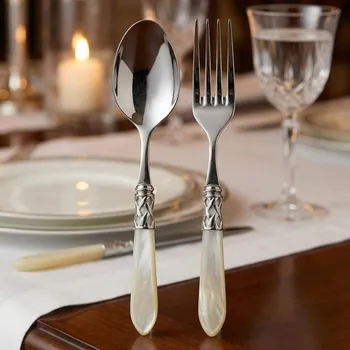 Příbor BUGATTI Aladdin 2 ks perlová - nerezová sada příborů na servírování