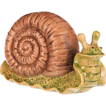 Šnek - keramická figurka, zelený s hnědou ulitou Barva: Zelená