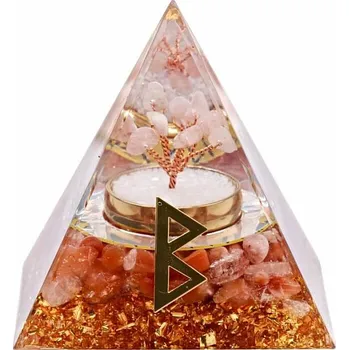 Orgonit pyramida s karneolem Runa Berkana 6 x 6 x 6,2 cm