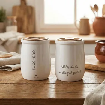 Cukřenka LA PORCELLANA BIANCA GLI ONESTI 800 ml - porcelánová dóza na cukr s víčkem, bílá