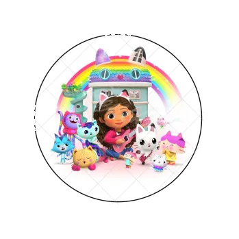 Jedlá dekorace na dort GABBY'S DOLLHOUSE duha, VARIANTA Jedlý papír 1879