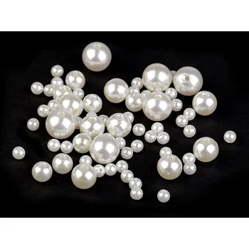 Dětské navlékací korálky Plastové voskové korálky / perly Glance mix velikostí, střední, F1 perlová