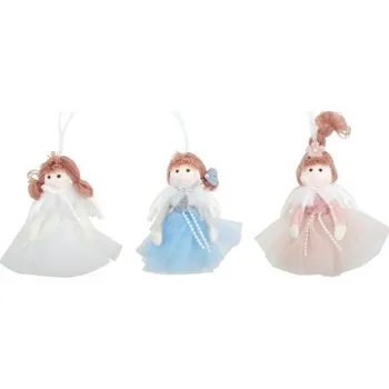 Vánoční dekorace Andílek v sukni a v kabátku 14 cm