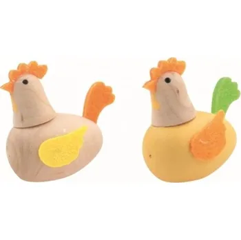 Velikonoční dekorace Slepice dřevěné 4,5 x 4,5 x 2,5 cm na postavení, 2 ks v sáčku