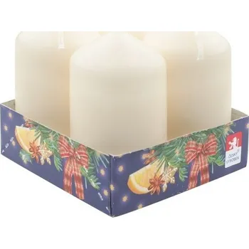 Svíčka Adventní svíce válec krémová 40 x 80 mm, 4 ks v sadě