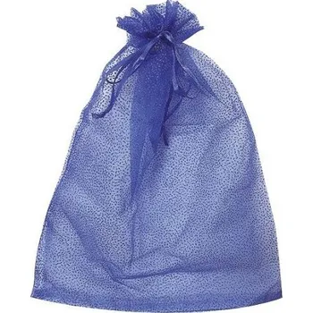 Dárková taška Pytlík organzový modrý s tečkami s glitrem 5 x 7 cm