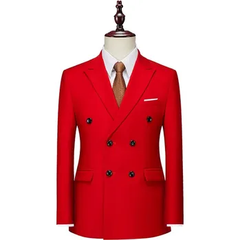 Best Fashion Pánské dvouřadé sako pro business příležitosti Barva: Červená, Velikost: XS