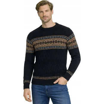 Pánský svetr Pánský svetr WS7128 černý vlněný teplý pohodlný s kulatý výstřihem