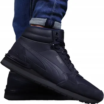 Pánská zimní obuv Puma ZIMNÍ pánské boty KOŽENÉ ZATEPLENÉ vysoké sněhule trekové námořnická modrá