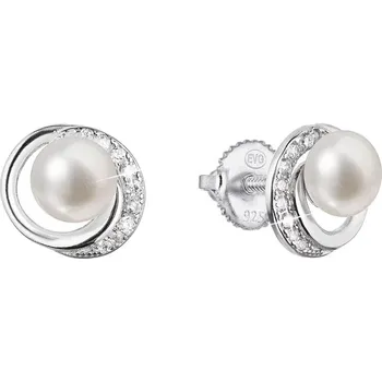 Náušnice EVOLUTION GROUP CZ Stříbrné náušnice s říční perlou a zirkony - 21098.1S