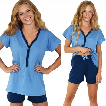 Dámské pyžamo Born2rest dámské pyžamo bavlna modré barvy, velikost XL